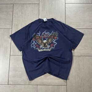 Basic Editions Pure American Live Free Eagle Graphic Tee Navy Blue Mens L